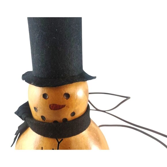 Rustic Handcrafted Gourd Snowman Lamp by Meadow Brook Gourds With Black Felt Top - Picture 15 of 15